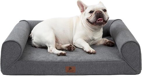 pettycare Orthopedic Dog Bed for Large Dogs Egg-Crate Foam Waterproof XXL Pet Bed with Sides Non-Slip Bottom Big Dog Couch Bed with Washable Removable Cover,Grey 53x40 in Kuwait