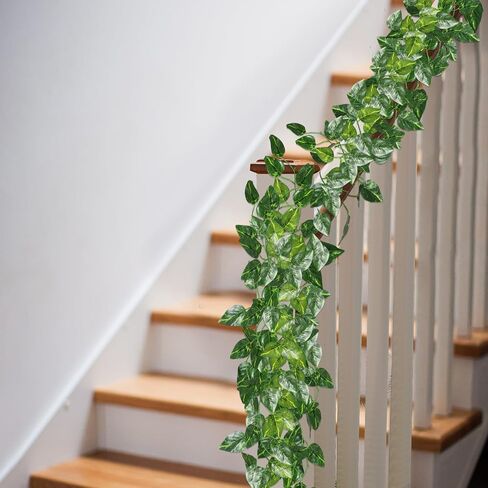 Hotop 72 Pack 504ft Fake Vine Includes 36 Strands Hanging Plants 36 Strands Artificial Ivy Vines Hanging Plants for Mantle Tablecloth Background Fireplace Wall Decor, Green in Saudi Arabia
