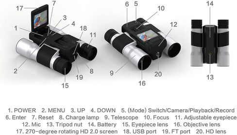 كاميرا منظار رقمي 12×32، كاميرا تسجيل صور فيديو 5 ميجابكسل، شاشة HD 2.0 انش، كاميرا تلسكوب HD 1080P لمشاهدة الطيور والعاب الصيد الرياضية، كهدية in Kuwait