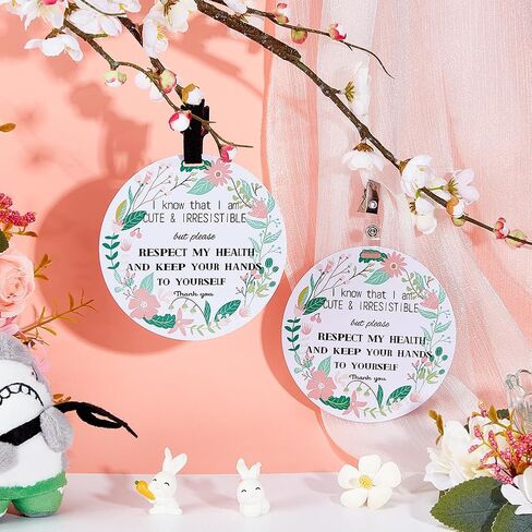 PLIGREAT 2 Pack No Touching Car Seat Sign, Flowers Pattern No Kissing Stroller Tag with Hanging Straps and Clip, No Touching Baby Sign for Newborn Girl Boy in Saudi Arabia