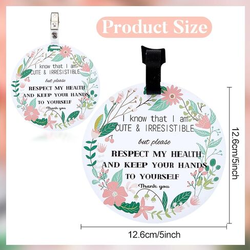 PLIGREAT 2 Pack No Touching Car Seat Sign, Flowers Pattern No Kissing Stroller Tag with Hanging Straps and Clip, No Touching Baby Sign for Newborn Girl Boy in Saudi Arabia