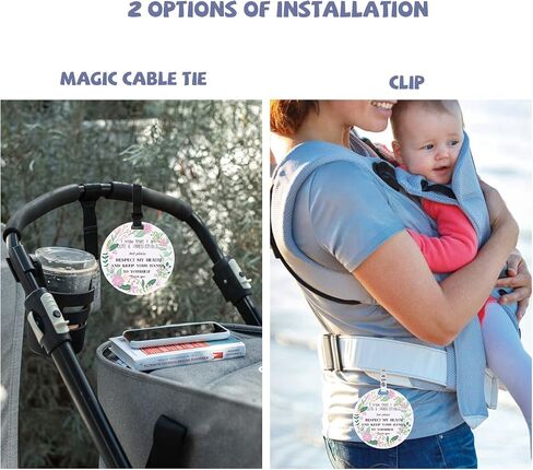 PLIGREAT 2 Pack No Touching Car Seat Sign, Flowers Pattern No Kissing Stroller Tag with Hanging Straps and Clip, No Touching Baby Sign for Newborn Girl Boy in Saudi Arabia