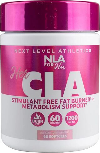 NLA For Her CLA، 1200 مجم، 60 قطعة - بدون كافيين أو منشطات، يساعد في حرق الدهون، وزيادة التمثيل الغذائي، ويعزز جهاز المناعة، ويزيد القوة والقدرة على التحمل، ويحرق السعرات الحرارية مع أحماض أوميجا 6 الدهنية in Kuwait