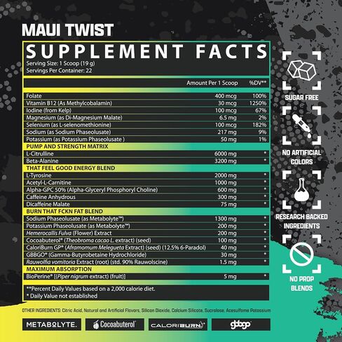 Outlift Burn Thermogenic Pre Workout Powder for Men & Women, Max Dosed 2 in 1 Performance & Weight Loss Supplement with Metabolyte Fat Burner Electrolytes, GBBGO Super Carnitine, CalorieBurn, 22 Serv in Saudi Arabia