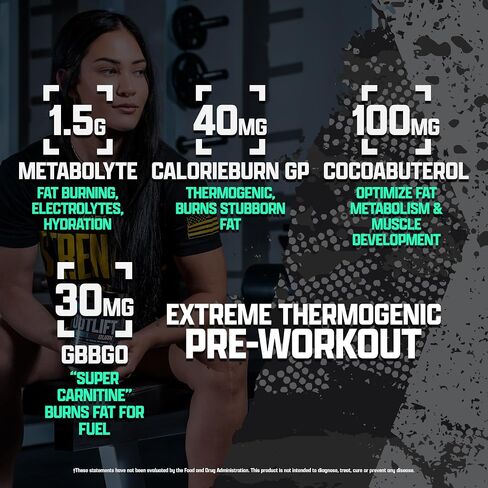 Outlift Burn Thermogenic Pre Workout Powder for Men & Women, Max Dosed 2 in 1 Performance & Weight Loss Supplement with Metabolyte Fat Burner Electrolytes, GBBGO Super Carnitine, CalorieBurn, 22 Serv in Saudi Arabia