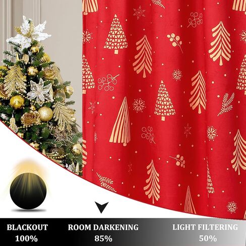 ستائر CAROMIO Christmas Kitchen Valance للنوافذ، ستائر قصيرة مخملية، ستائر مقهى لتزيين عيد الميلاد، ستارة تعتيم الغرفة معزولة حراريًا (أحمر، 52 بوصة عرض × 15 بوصة طول، مجموعة من 1) in Kuwait