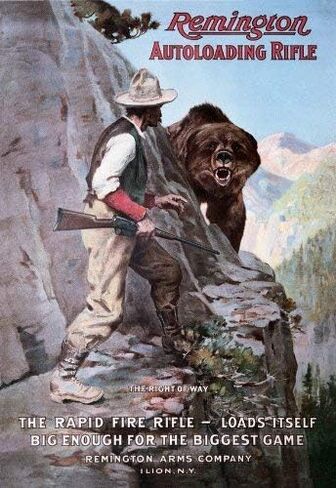 Kexle Poster Remington Autoloading رايفل Right of Way Bear Hunting Retro Vintage Tin Sign - 8X12 in Kuwait