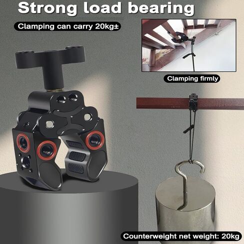 مشبك فائق، حامل مشبك للكاميرا مع دبوس تحديد لمعيار ARRI، 1/4"-20 و3/8"-16 ملحقات مشبك قوية متعددة الاستخدامات متوافقة مع Gopro/الشاشة/أضواء LED/الفلاش/الميكروفون in Kuwait