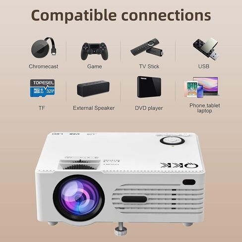 8500Lumens Portable Projector for Home Theater Entertainment, Full HD 1080P Supported Mini Projector HDMI AV USB TV Stick Supported in Kuwait