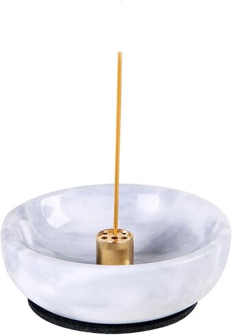 Daszui Marble Incense Holder， with 9 Incense Holes, Meditation Beautiful Natural Marble Incense Burner, Easy to Catch All The Incense Ashes (White) in Kuwait