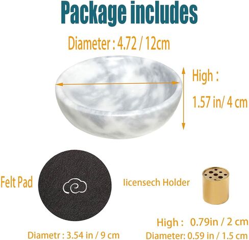 Daszui Marble Incense Holder， with 9 Incense Holes, Meditation Beautiful Natural Marble Incense Burner, Easy to Catch All The Incense Ashes (White) in Kuwait