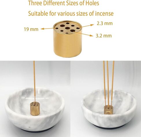 Daszui Marble Incense Holder， with 9 Incense Holes, Meditation Beautiful Natural Marble Incense Burner, Easy to Catch All The Incense Ashes (White) in Kuwait