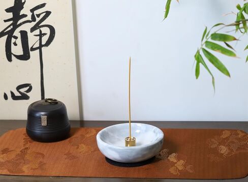 Daszui Marble Incense Holder， with 9 Incense Holes, Meditation Beautiful Natural Marble Incense Burner, Easy to Catch All The Incense Ashes (White) in Kuwait