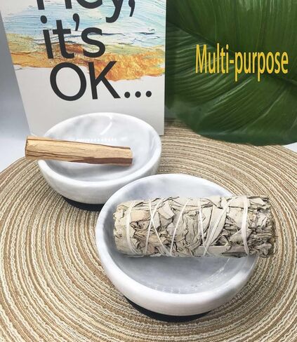 Daszui Marble Incense Holder， with 9 Incense Holes, Meditation Beautiful Natural Marble Incense Burner, Easy to Catch All The Incense Ashes (White) in Kuwait