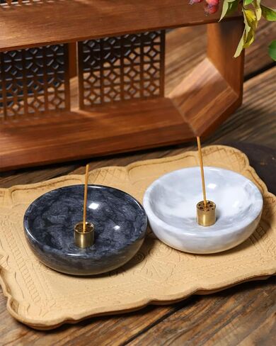Daszui Marble Incense Holder， with 9 Incense Holes, Meditation Beautiful Natural Marble Incense Burner, Easy to Catch All The Incense Ashes (White) in Kuwait