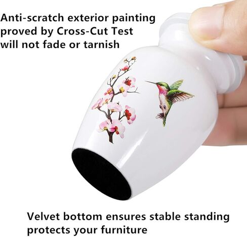 Small White Keepsake Urns for Human Ashes or Pet Ashes, Set of 4 (2 Hummingbird and 2 Cardinal), Hard Metal Cremation Urns, Mini Funeral Urns, with 4 Velvet Bags, by Icokee in Kuwait