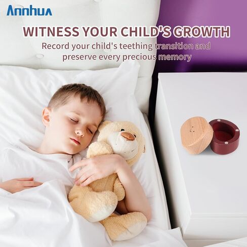 Annhua Tooth Fairy Box Tooth Keepsake Holder with Magnetic Closure, Wooden Baby Tooth Box Storing Shed Milk Teeth, Fetal Hair and Umbilical Cord for Baby and Kids in Saudi Arabia