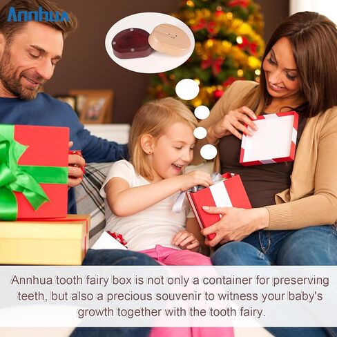 Annhua Tooth Fairy Box Tooth Keepsake Holder with Magnetic Closure, Wooden Baby Tooth Box Storing Shed Milk Teeth, Fetal Hair and Umbilical Cord for Baby and Kids in Saudi Arabia