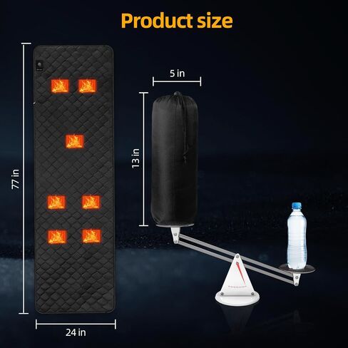 بطانية حرارية محمولة بمنفذ USB من كيو جيه ال تي اكس اس واي، بطانية كهربائية مستطيلة للمنزل والخارج، 3 مستويات تسخين، 7 مناطق تسخين، قابلة للغسل في الغسالة، بطانية ارجل الكرسي المتحرك (البطارية غير in Saudi Arabia