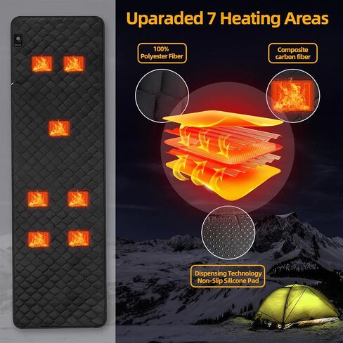 بطانية حرارية محمولة بمنفذ USB من كيو جيه ال تي اكس اس واي، بطانية كهربائية مستطيلة للمنزل والخارج، 3 مستويات تسخين، 7 مناطق تسخين، قابلة للغسل في الغسالة، بطانية ارجل الكرسي المتحرك (البطارية غير in Saudi Arabia