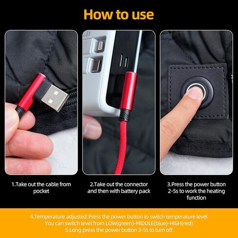 بطانية حرارية محمولة بمنفذ USB من كيو جيه ال تي اكس اس واي، بطانية كهربائية مستطيلة للمنزل والخارج، 3 مستويات تسخين، 7 مناطق تسخين، قابلة للغسل في الغسالة، بطانية ارجل الكرسي المتحرك (البطارية غير in Saudi Arabia