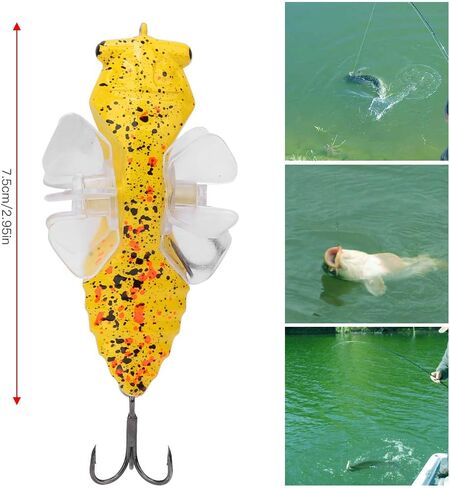 VBESTLIFE Fishing Lures, 7.5cm Bionic Cicada Shape with Rotating Spins Propeller Treble Hook in Saudi Arabia