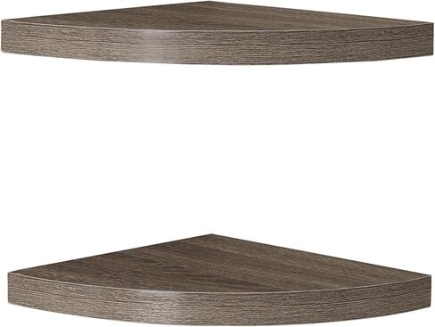 Danya B. Small Floating Wall Mount Laminate Corner Radial Accent Shelves (Set of 2) (Black) in Saudi Arabia