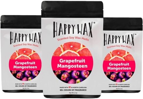 شمع الصويا والجريب فروت والمانجو من هابي واكس يذوب الشمع المعطر المملوء بالزيوت العطرية، مثالي لإذابة الشمع أو المكعب أو سخان التارت، 6 أونصة إجمالية متعددة العبوات in Kuwait