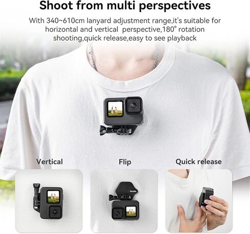 TELESIN 360 Magnetic Mount Chest Mount with Neck Strap Necklace Lanyard Body Accessories for GoPro Max Hero 11 10 9 8 7 Insta360 X3 GO3 DJI Action 3 4 in Saudi Arabia