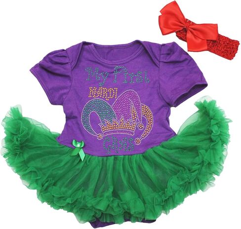 فستان أطفال بقبعة مهرج من Petitebella أحجار الراين My First Mardi Gras Nb-18m in Saudi Arabia