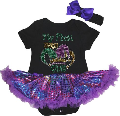 فستان أطفال بقبعة مهرج من Petitebella أحجار الراين My First Mardi Gras Nb-18m in Saudi Arabia