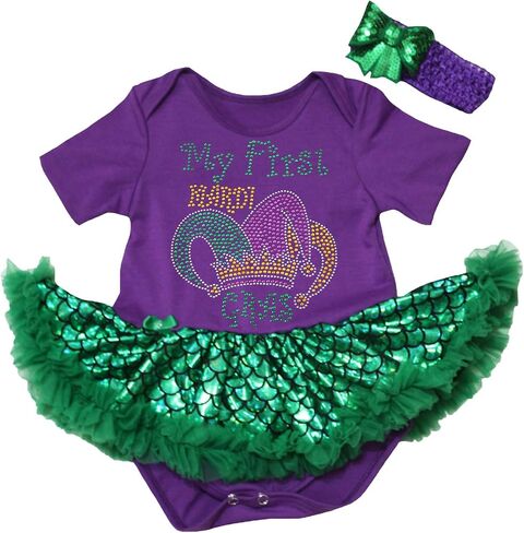 فستان أطفال بقبعة مهرج من Petitebella أحجار الراين My First Mardi Gras Nb-18m in Saudi Arabia