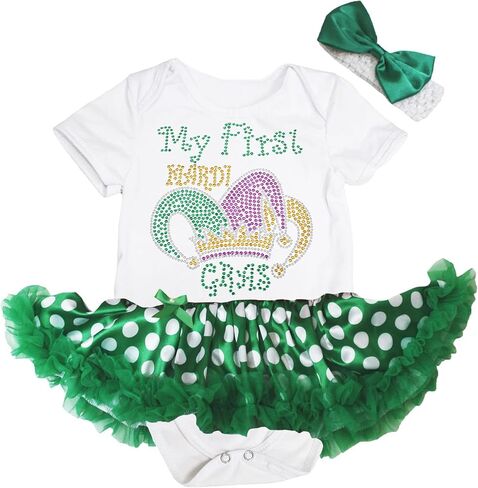 فستان أطفال بقبعة مهرج من Petitebella أحجار الراين My First Mardi Gras Nb-18m in Saudi Arabia