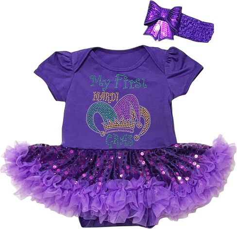 فستان أطفال بقبعة مهرج من Petitebella أحجار الراين My First Mardi Gras Nb-18m in Saudi Arabia