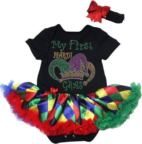 فستان أطفال بقبعة مهرج من Petitebella أحجار الراين My First Mardi Gras Nb-18m in Saudi Arabia