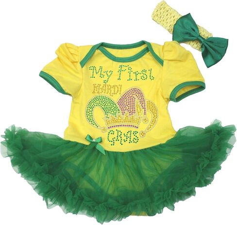 فستان أطفال بقبعة مهرج من Petitebella أحجار الراين My First Mardi Gras Nb-18m in Saudi Arabia