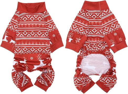 بيجامة Futmtu Chirstmas للكلاب من مادة ناعمة قابلة للتمدد، بيجامة للكلاب من Onesie Pet Pjs Dog هدية عيد الميلاد (M، C) in Kuwait