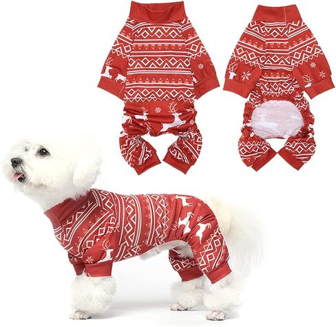 بيجامة Futmtu Chirstmas للكلاب من مادة ناعمة قابلة للتمدد، بيجامة للكلاب من Onesie Pet Pjs Dog هدية عيد الميلاد (M، C) in Kuwait