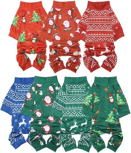 بيجامة Futmtu Chirstmas للكلاب من مادة ناعمة قابلة للتمدد، بيجامة للكلاب من Onesie Pet Pjs Dog هدية عيد الميلاد (M، C) in Kuwait