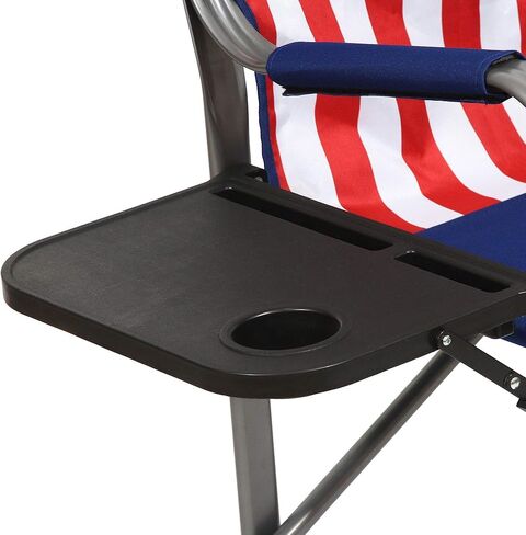Kamp-Rite AFC101 Outdoor Tailgating Camping Outdoor Indoor Folding Portable Compact Directors Chair with Side Table, USA Flag (2 Pack) in Kuwait