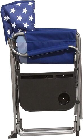 Kamp-Rite AFC101 Outdoor Tailgating Camping Outdoor Indoor Folding Portable Compact Directors Chair with Side Table, USA Flag (2 Pack) in Kuwait