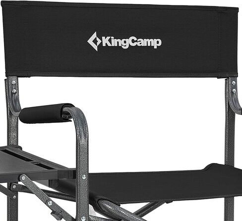 KingCamp Padded Outdoor Folding Director Chair with Side Table, Integrated Cupholder, and Pockets for Camping, Sporting Events, and Picnics, Black in Saudi Arabia