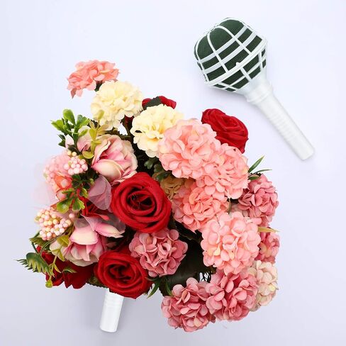 Bride Flower Bouquet Holder Wedding Bridal Bouquet Holder Foam Floral Handle Bouquet Holder Large for Bride Faux Flowers, Handheld Flowers Decoration with 50 Pieces Flower Bouquet Pins in Kuwait