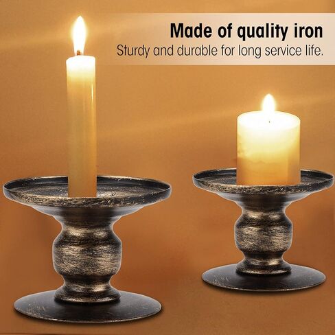 حاملي شموع قطعتين، عمود حديدي قديم، قاعدة شموع متينة ومتينة وبسيطة، لحفلات الزفاف المنزلية، زخارف رائعة لأعياد الميلاد، والعشاء، وغرفة المعيشة in Kuwait