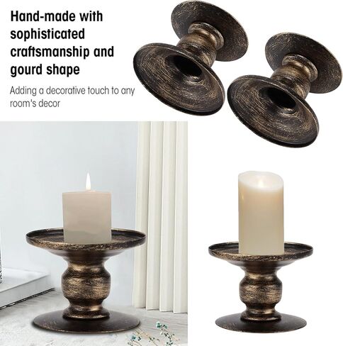 حاملي شموع قطعتين، عمود حديدي قديم، قاعدة شموع متينة ومتينة وبسيطة، لحفلات الزفاف المنزلية، زخارف رائعة لأعياد الميلاد، والعشاء، وغرفة المعيشة in Kuwait