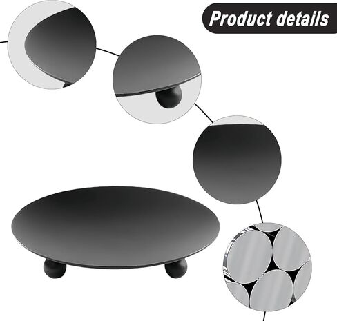 Iron Plate Candle Holder Metal Saucer Style Candle Holder Round Iron Pillar Candle Plate for Pillar, Candle, Scented, Decorative Iron Plate Candle Holder for Home Wedding Dinning Party Black 8 Pcs in Kuwait