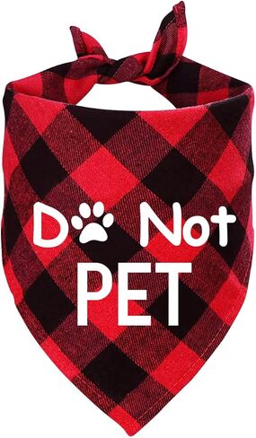Ptzizi Funny Red Plaid Cotton Pet Dog Triangle Dog Bandana, Do Not Pet Dog Small Medium Large Boys Girls Pet Dog Birthday Party Clothing Decorations Scarf Bibs Gifts for Pet Dog Lovers in Kuwait