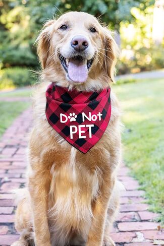 Ptzizi Funny Red Plaid Cotton Pet Dog Triangle Dog Bandana, Do Not Pet Dog Small Medium Large Boys Girls Pet Dog Birthday Party Clothing Decorations Scarf Bibs Gifts for Pet Dog Lovers in Kuwait