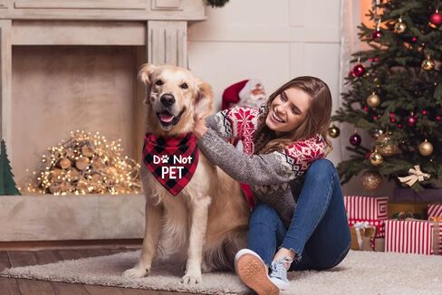 Ptzizi Funny Red Plaid Cotton Pet Dog Triangle Dog Bandana, Do Not Pet Dog Small Medium Large Boys Girls Pet Dog Birthday Party Clothing Decorations Scarf Bibs Gifts for Pet Dog Lovers in Kuwait