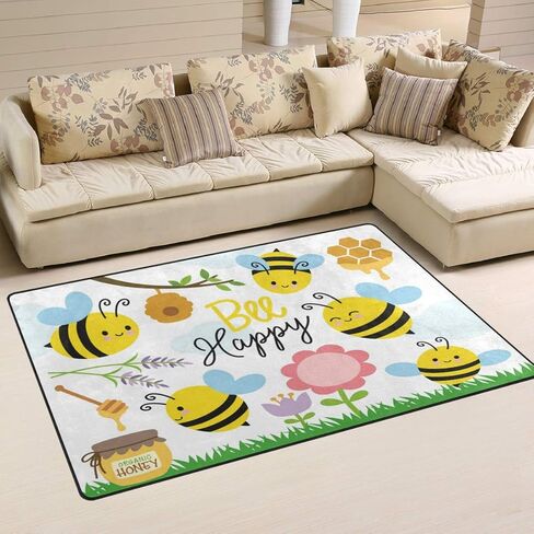 ALAZA Cute Bees and Honey Non Slip Door Mat 2' x 3', Modern Floor Mats for Living Room Bedroom Dinning Room Home Decor in Kuwait